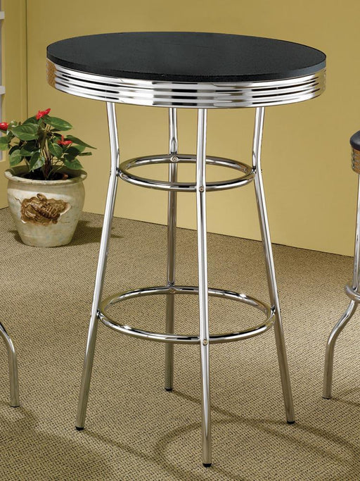 Theodore Round Bar Table Black and Chrome - Jax Mattress (Jacksonville, FL)