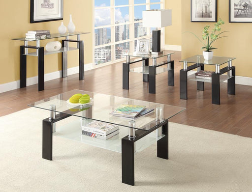 Dyer Tempered Glass Sofa Table with Shelf Black - Jax Mattress (Jacksonville, FL)