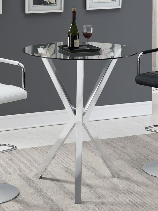 Denali Round Glass Top Bar Table Chrome - Jax Mattress (Jacksonville, FL)