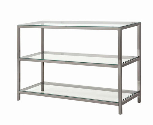 Trini Sofa Table with Glass Shelf Black Nickel - Jax Mattress (Jacksonville, FL)