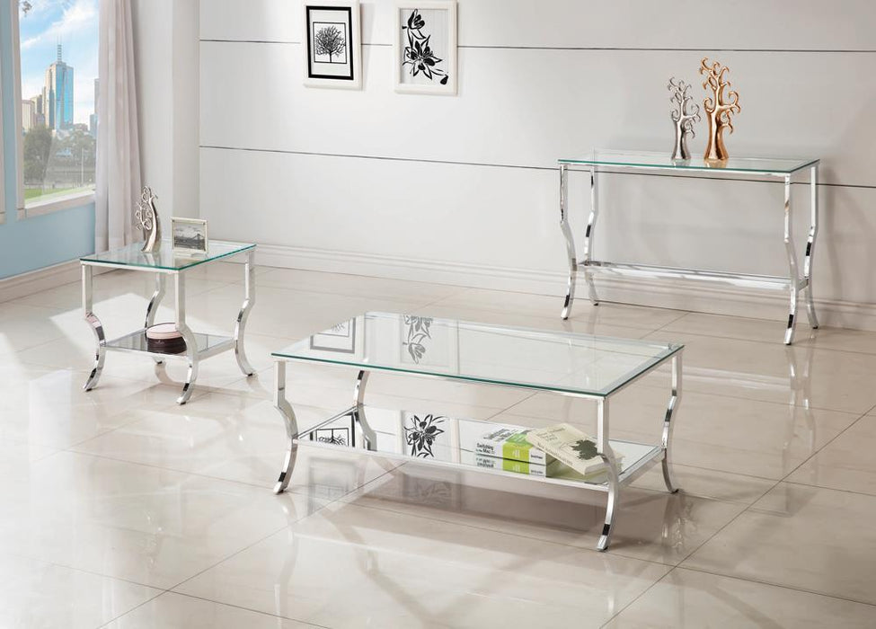 Saide Rectangular Coffee Table with Mirrored Shelf Chrome - Jax Mattress (Jacksonville, FL)
