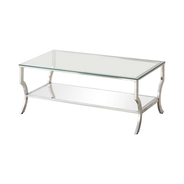 Saide Rectangular Coffee Table with Mirrored Shelf Chrome - Jax Mattress (Jacksonville, FL)