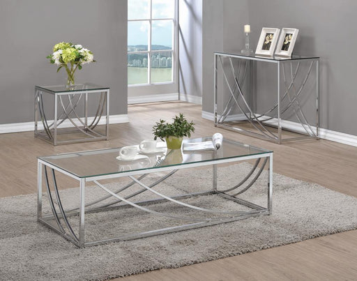 Lille Glass Top Rectangular Sofa Table Accents Chrome - Jax Mattress (Jacksonville, FL)