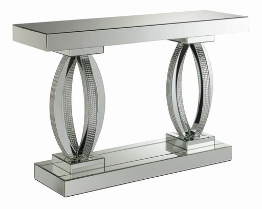 Amalia Rectangular Sofa Table with Shelf Clear Mirror - Jax Mattress (Jacksonville, FL)