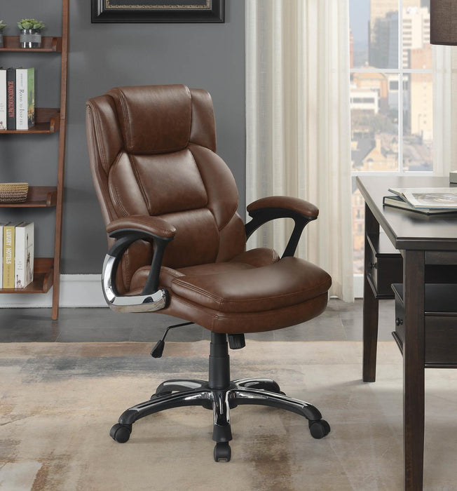 Nerris Adjustable Height Office Chair with Padded Arm Brown and Black - Jax Mattress (Jacksonville, FL)