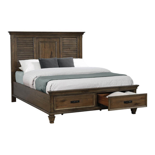 Franco Eastern King Storage Bed Burnished Oak - Jax Mattress (Jacksonville, FL)