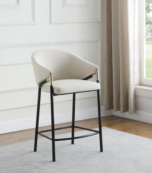 Chadwick Sloped Arm Counter Height Stools Beige and Glossy Black (Set of 2) - Jax Mattress (Jacksonville, FL)