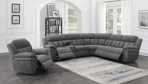 Bahrain 6-piece Upholstered Power Sectional Charcoal - Jax Mattress (Jacksonville, FL)