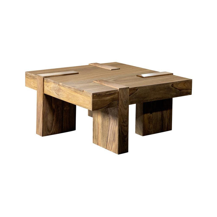 Samira Wooden Square Coffee Table Natural Sheesham - Jax Mattress (Jacksonville, FL)