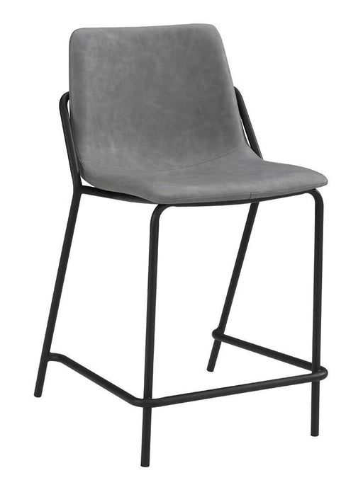 Earnest Solid Back Upholstered Counter Height Stools Grey and Black (Set of 2) - Jax Mattress (Jacksonville, FL)