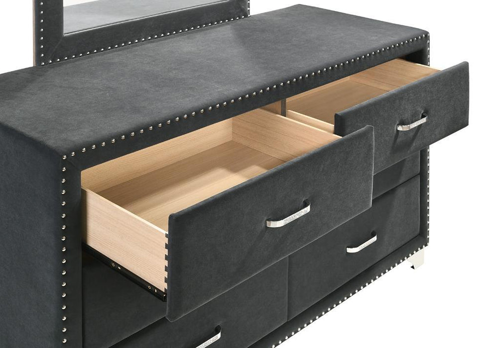 Melody 6-drawer Upholstered Dresser Grey - Jax Mattress (Jacksonville, FL)