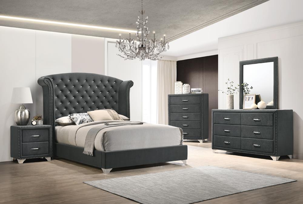 Melody 6-drawer Upholstered Dresser Grey - Jax Mattress (Jacksonville, FL)