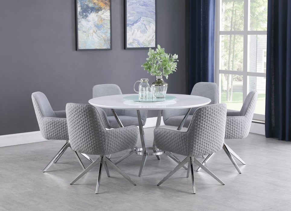 Abby Flare Arm Side Chair Light Grey and Chrome - Jax Mattress (Jacksonville, FL)