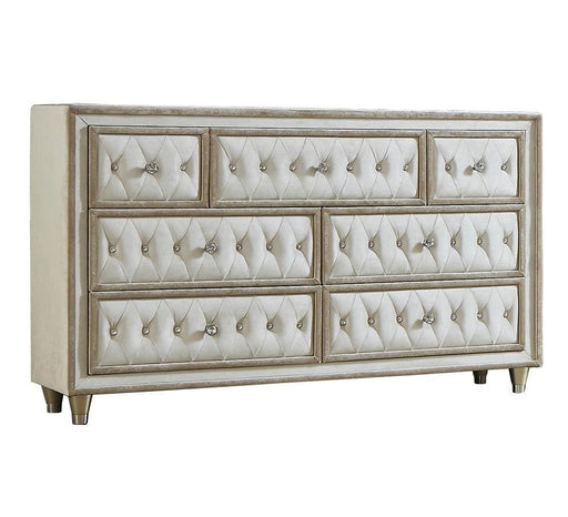 Antonella 7-drawer Upholstered Dresser Ivory and Camel - Jax Mattress (Jacksonville, FL)