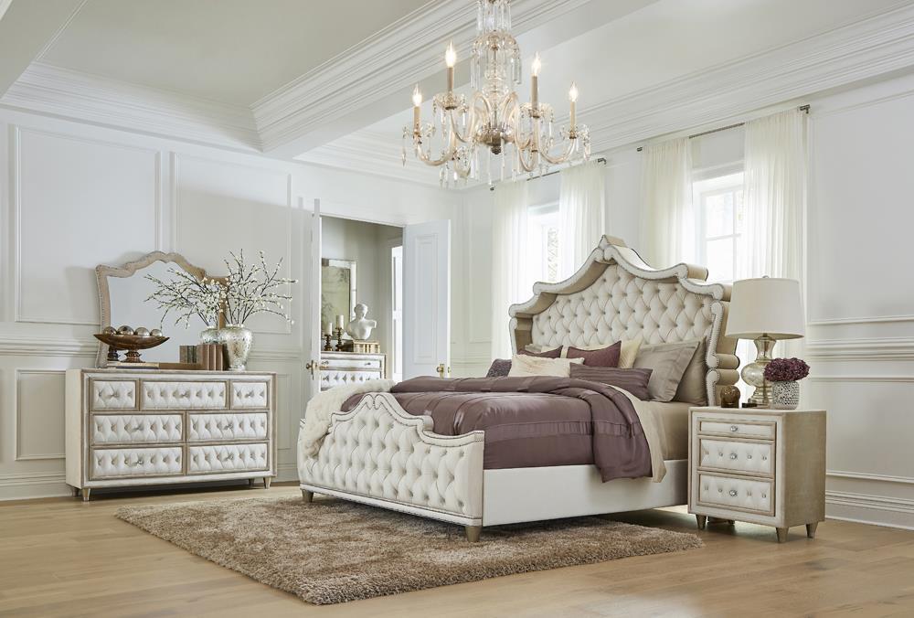 Antonella 7-drawer Upholstered Dresser Ivory and Camel - Jax Mattress (Jacksonville, FL)