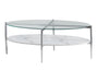 Cadee Round Glass Top Coffee Table White and Chrome - Jax Mattress (Jacksonville, FL)