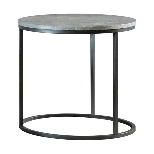 Lainey Faux Marble Round Top End Table Grey and Gunmetal - Jax Mattress (Jacksonville, FL)