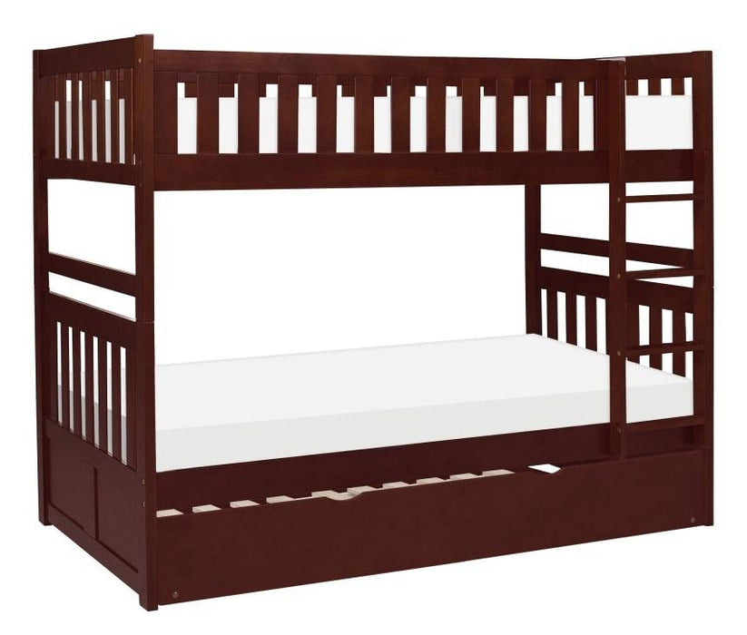 Rowe Twin/Twin Bunk Bed w/ Twin Trundle Bed in Dark Cherry B2013DC-1*R - Jax Mattress (Jacksonville, FL)