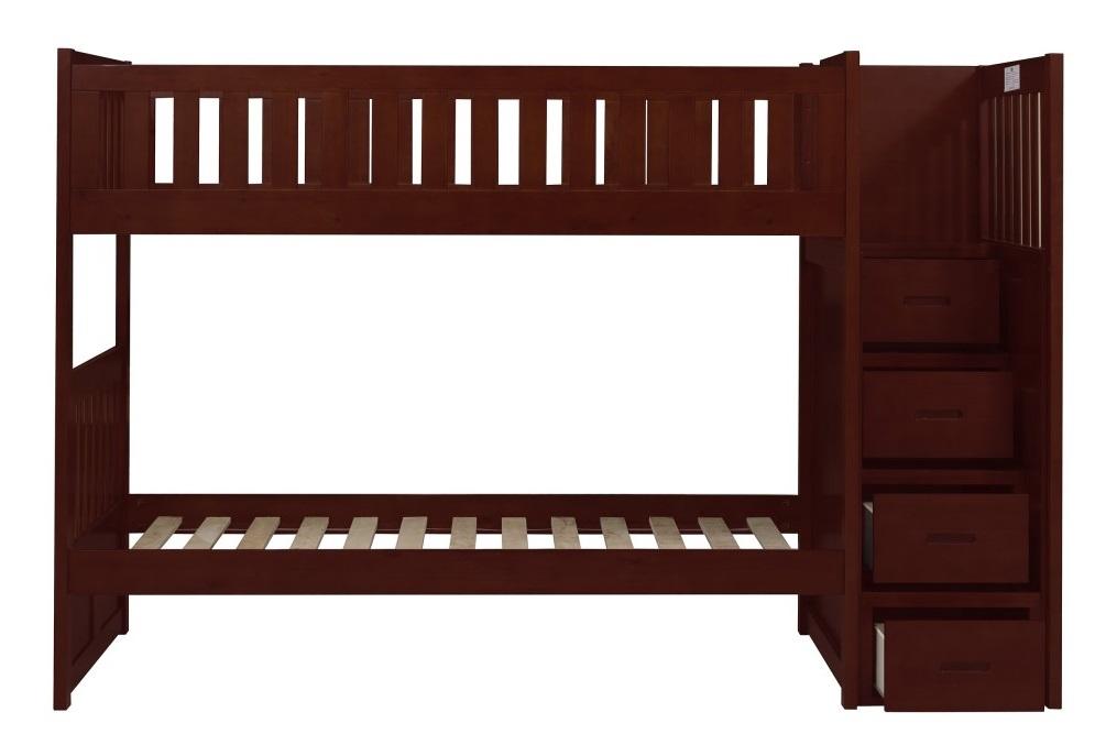 Rowe Bunk Bed w/ Reversible Step Storage in Dark Cherry B2013SBDC-1* - Jax Mattress (Jacksonville, FL)
