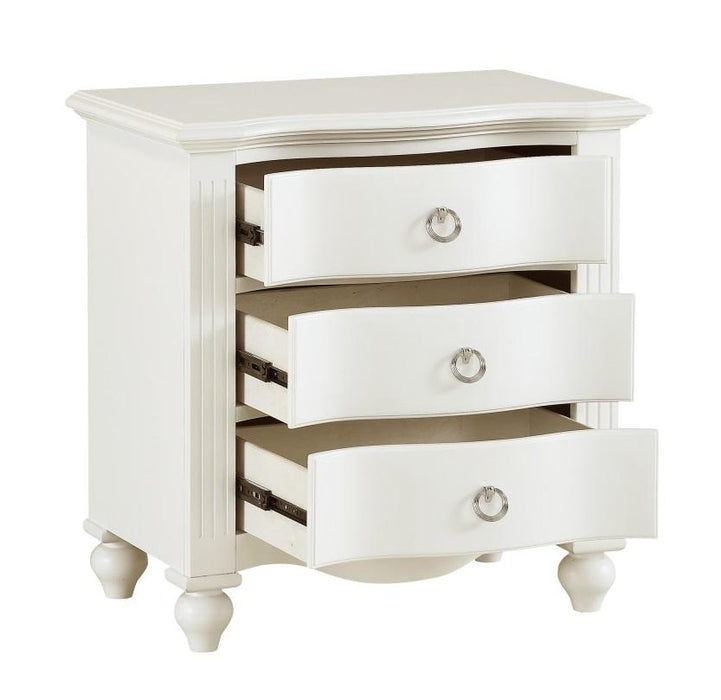 Meghan 3 Drawer Nightstand in White 2058WH-4 - Jax Mattress (Jacksonville, FL)