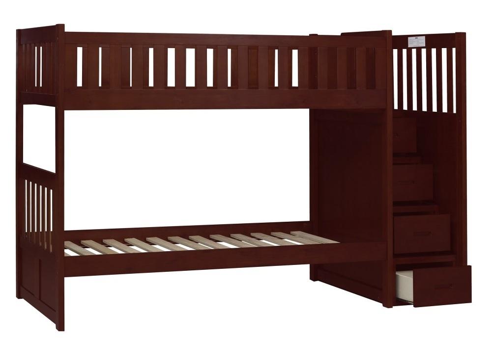 Rowe Bunk Bed w/ Reversible Step Storage in Dark Cherry B2013SBDC-1* - Jax Mattress (Jacksonville, FL)