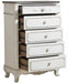 Cinderella 5 Drawer Chest in Antique White with Grey Rub-Through 1386NW-9 - Jax Mattress (Jacksonville, FL)