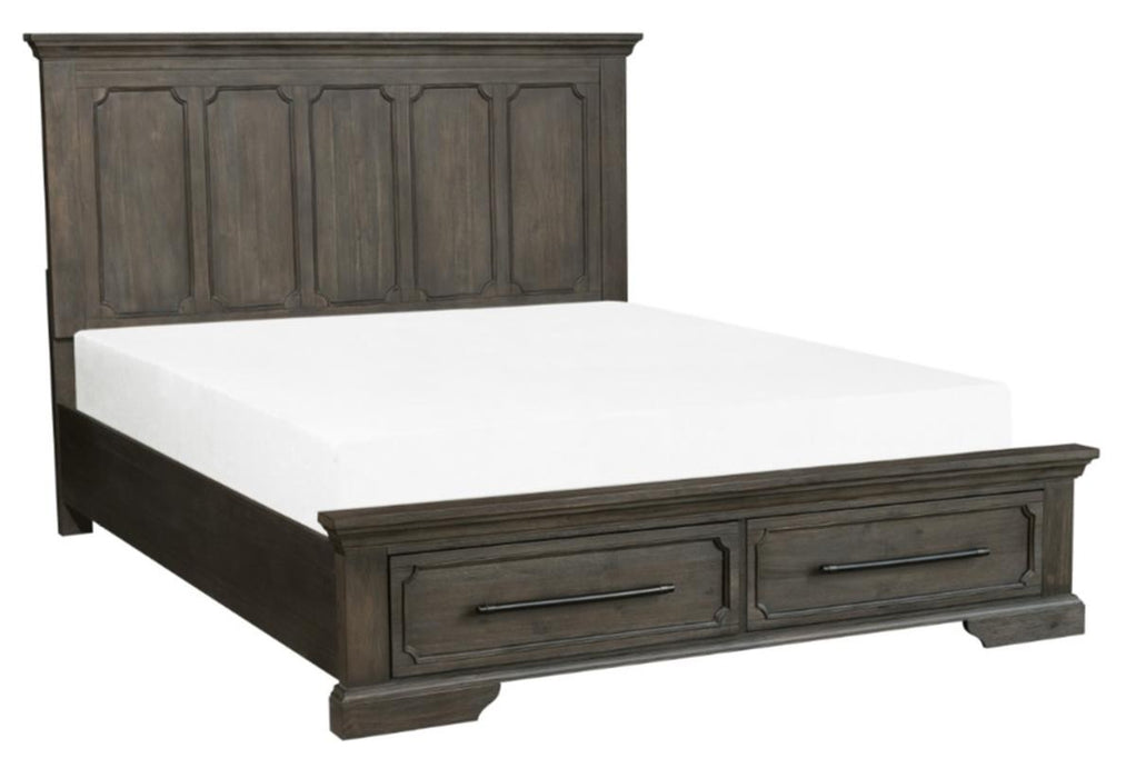 Taulon Queen Platform Bed with Footboard Storage in Dark Oak 5438-1* - Jax Mattress (Jacksonville, FL)