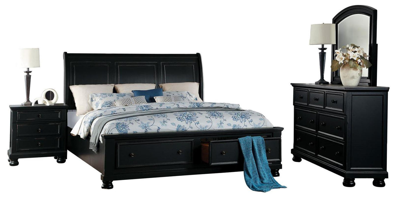 Laurelin Queen Sleigh Platform Storage Bed in Black 1714BK-1 - Jax Mattress (Jacksonville, FL)