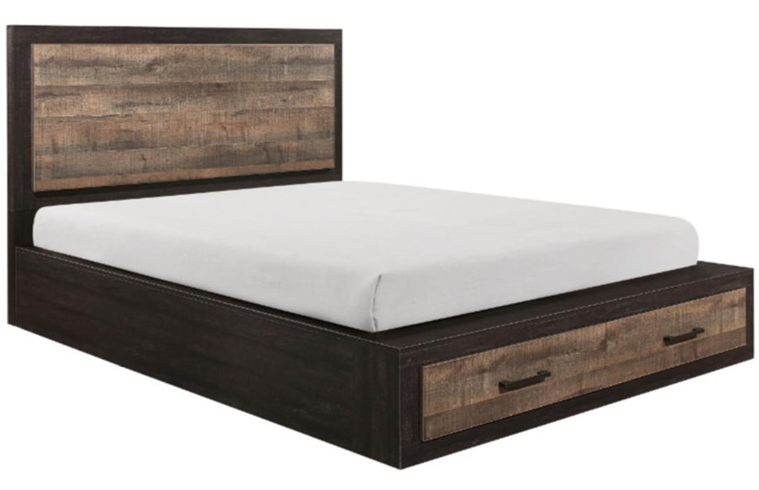 Miter King Platform Bed with Footboard Storage in Rustin Mahogany & Dark Ebony 1762K-1EK* - Jax Mattress (Jacksonville, FL)