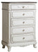 Cinderella 5 Drawer Chest in Antique White with Grey Rub-Through 1386NW-9 - Jax Mattress (Jacksonville, FL)