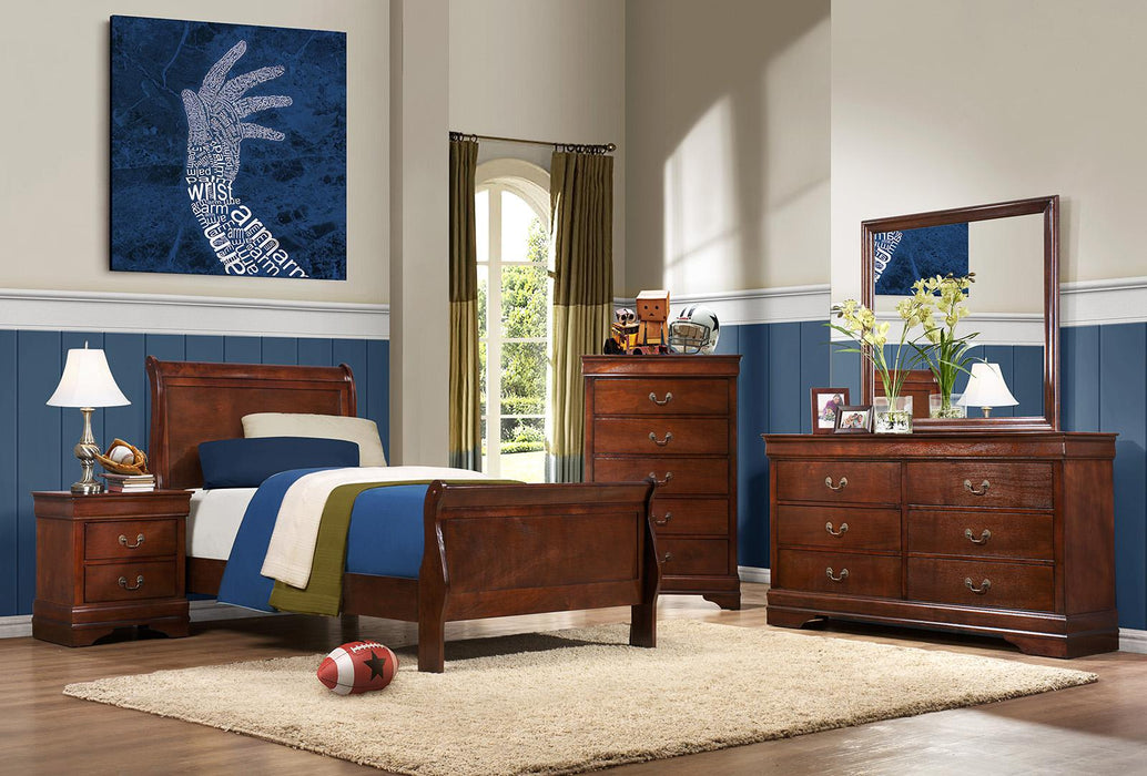 Mayville Twin Sleigh in Brown Cherry 2147T-1 - Jax Mattress (Jacksonville, FL)
