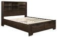 Chesky Queen Bookcase Bed with Footboard Storage in Warm Espresso 1753-1* - Jax Mattress (Jacksonville, FL)
