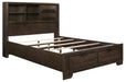 Chesky Queen Bookcase Bed with Footboard Storage in Warm Espresso 1753-1* - Jax Mattress (Jacksonville, FL)