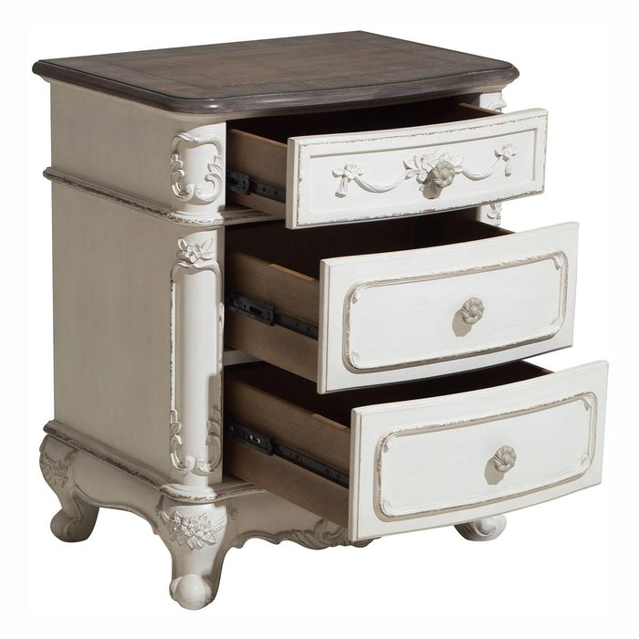 Cinderella Night Stand in Antique White with Grey Rub-Through 1386NW-4 - Jax Mattress (Jacksonville, FL)