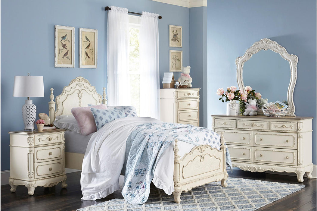 Cinderella Mirror in Antique White with Grey Rub-Through 1386NW-6 - Jax Mattress (Jacksonville, FL)