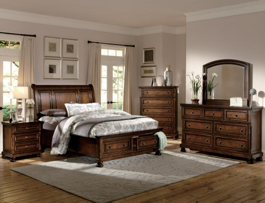 Cumberland Full Sleigh Platform Bed with Footboard Storage in Brown Cherry 2159F-1* - Jax Mattress (Jacksonville, FL)