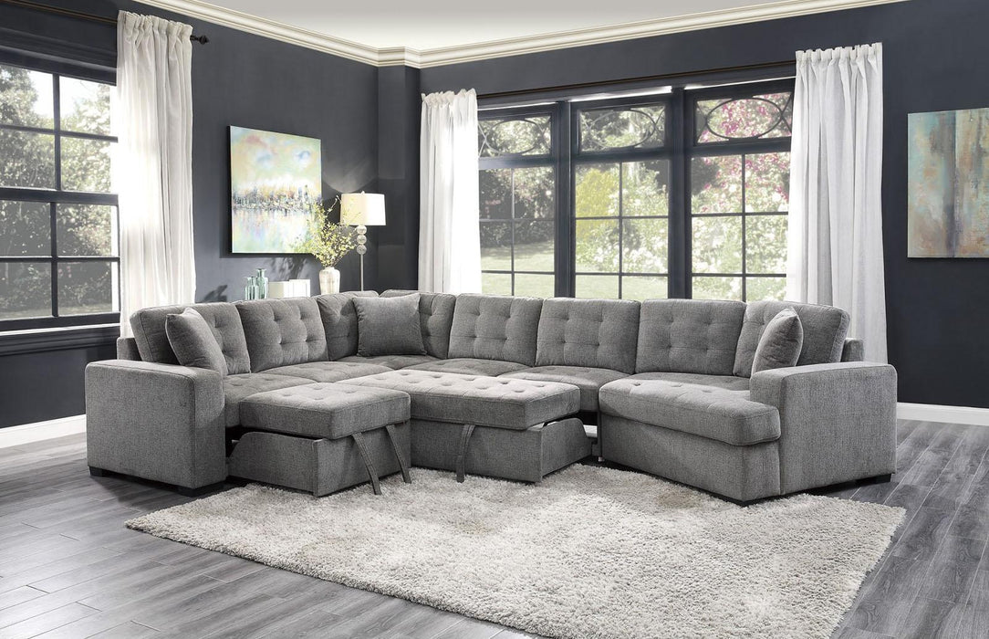 Logansport Armless 2-Seater with Pull-out Bed in Gray 9401GRY-2A - Jax Mattress (Jacksonville, FL)