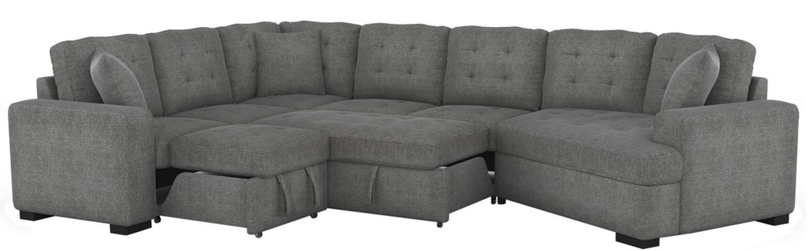 Logansport Armless 2-Seater with Pull-out Bed in Gray 9401GRY-2A - Jax Mattress (Jacksonville, FL)