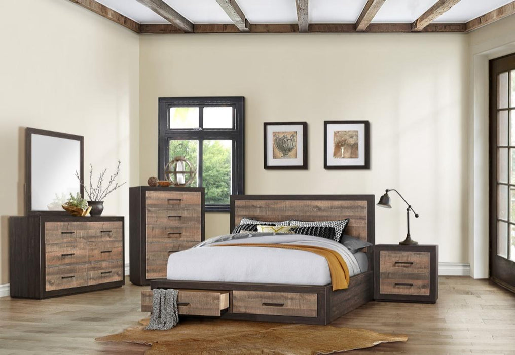 Miter Dresser in Rustin Mahogany & Dark Ebony 1762-5 - Jax Mattress (Jacksonville, FL)
