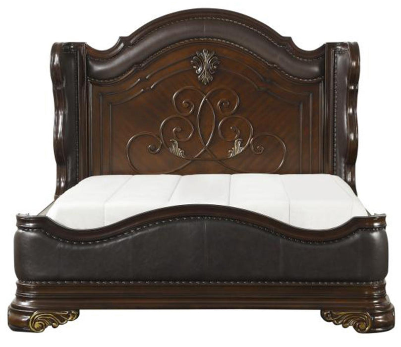 Royal Highlands Queen Upholstered Panel Bed in Rich Cherry 1603-1 - Jax Mattress (Jacksonville, FL)