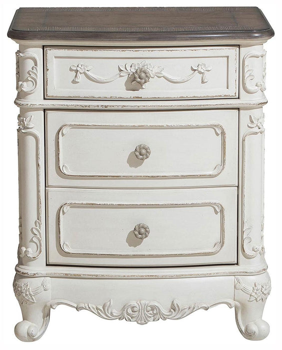 Cinderella Night Stand in Antique White with Grey Rub-Through 1386NW-4 - Jax Mattress (Jacksonville, FL)
