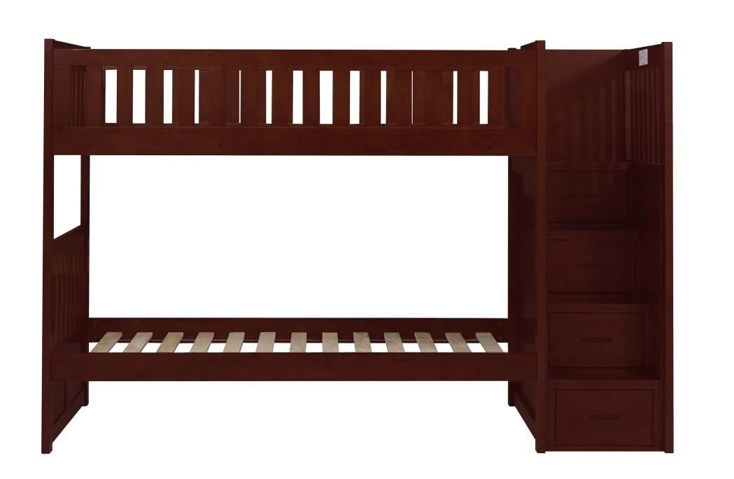 Rowe Bunk Bed w/ Reversible Step Storage in Dark Cherry B2013SBDC-1* - Jax Mattress (Jacksonville, FL)