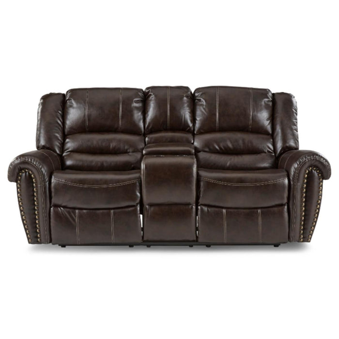 Center Hill Double Glider Reclining Loveseat w/ Center Console in Dark Brown 9668BRW-2 - Jax Mattress (Jacksonville, FL)