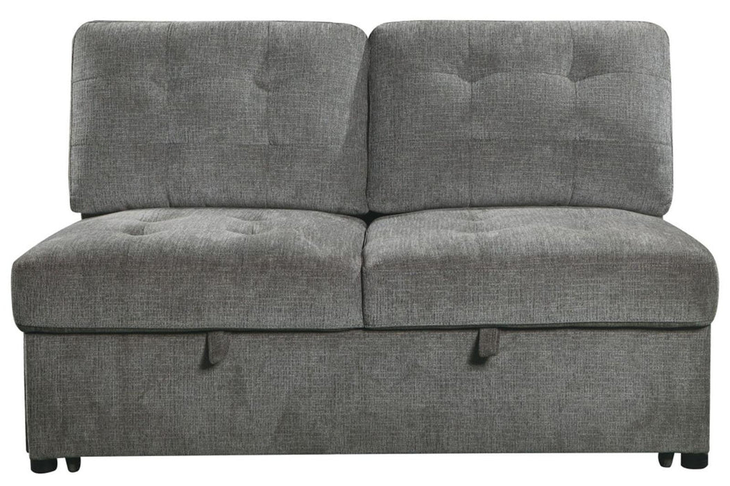 Logansport Armless 2-Seater with Pull-out Bed in Gray 9401GRY-2A - Jax Mattress (Jacksonville, FL)