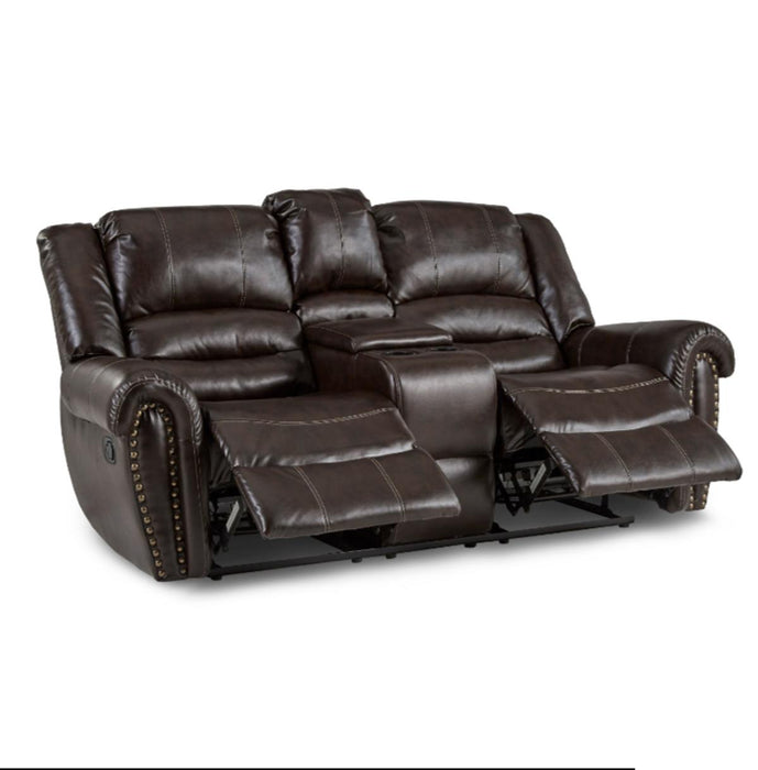 Center Hill Double Glider Reclining Loveseat w/ Center Console in Dark Brown 9668BRW-2 - Jax Mattress (Jacksonville, FL)